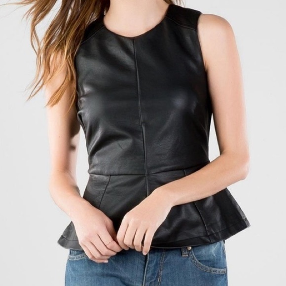 Quinn Women’s Leather Peplum Top - Picture 2 of 6